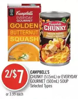 Shoppers Drug Mart Campbell's chunky or everyday gourmet soup offer