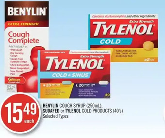 Shoppers Drug Mart Benylin cough syrup, sudafed or tylenol cold products offer