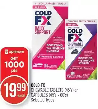 Shoppers Drug Mart Cold fx chewable tablets or capsules offer