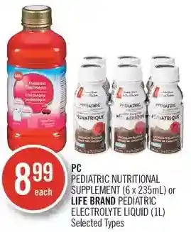 Shoppers Drug Mart Pc pediatric nutritional supplement or life brand pediatric electrolyte liquid offer