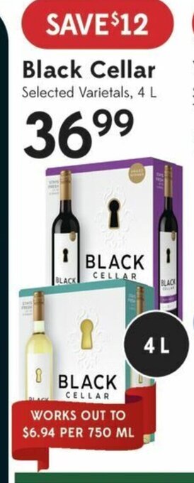 Sobeys Black Cellar selected varietals, 4 L offer