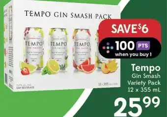 Sobeys Tempo gin smash variety pack 12 x 355ml offer