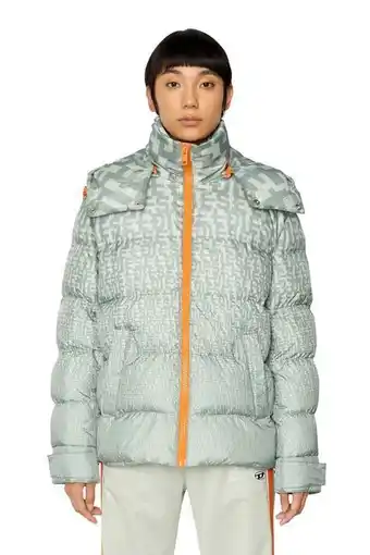 Diesel Puffer jacket with all-over logo print offer