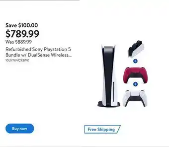 Walmart Refurbished sony playstation 5 bundle w/ dualsense wireless controller, & charging station, cosmic red offer