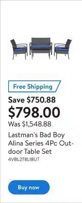 Walmart Lastman's bad boy alina series 4pc outdoor table set offer