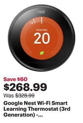 Best Buy Google nest wi-fi smart learning thermostat (3rd generation) - black - only at best buy offer