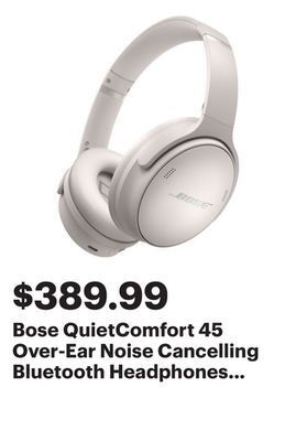 Best Buy Bose quietcomfort 45 over-ear noise cancelling bluetooth headphones - white smoke offer