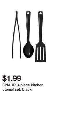 IKEA Gnarp 3-piece kitchen utensil set, black offer