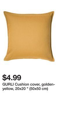 IKEA Gurli cushion cover, golden-yellow, 20x20 " (50x50 cm) offer