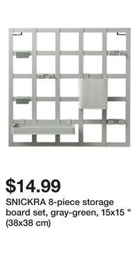 IKEA Snickra 8-piece storage board set, gray-green, 15x15 " (38x38 cm) offer