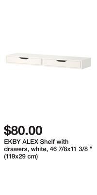 IKEA Ekby alex shelf with drawers, white, 46 7/8x11 3/8 " (119x29 cm) offer