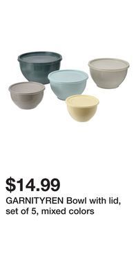 IKEA Garnityren bowl with lid, set of 5, mixed colors offer