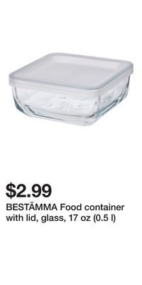 IKEA Bestämma food container with lid, glass, 17 oz (0.5 l) offer