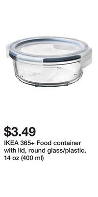 IKEA Ikea 365+ food container with lid, round glass/plastic, 14 oz (400 ml) offer