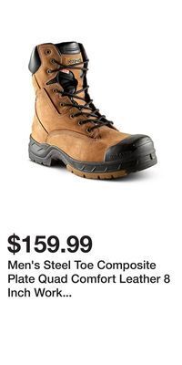 Mark's Men's steel toe composite plate quad comfort leather 8 inch work boots - tan offer
