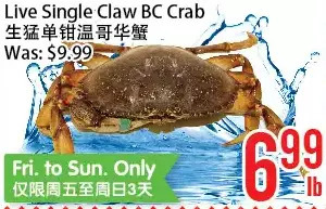 Bestco Food Mart Live single claw bc crab offer