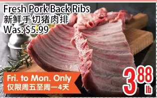 Bestco Food Mart Fresh pork back ribs offer