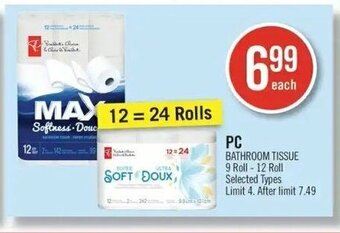 Shoppers Drug Mart PC bathroom tissue 9 roll - 12 roll offer