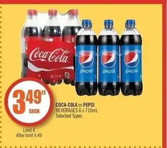 Shoppers Drug Mart Coca-Cola or Pepsi 6 x 710ml offer