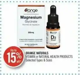 Shoppers Drug Mart Orange Naturals vitamin or natural health products offer