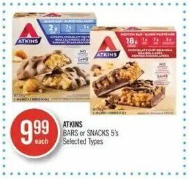 Shoppers Drug Mart Atkins bars or snacks 5's offer