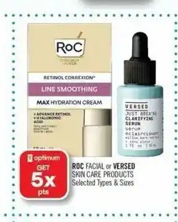 Shoppers Drug Mart Roc Facial or Versed Skin Care Products offer