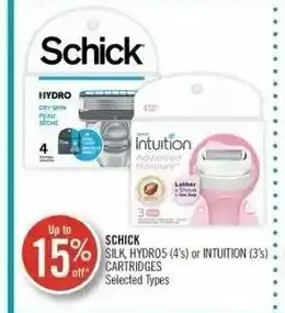 Shoppers Drug Mart Schick Silk Hydro5 4's or Intuition 3's Cartridges offer