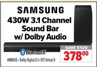2001 Audio Video Samsung sound bar 430w 3.1 channel w/ dolby audio offer
