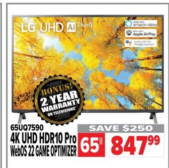 2001 Audio Video Lg 65" 4k uhd hdr10 pro webos 22 game optimizer offer