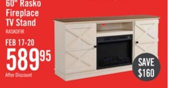 The Brick Rasko 60" tv stand with log fireplace offer