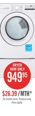 The Brick Lg 7.4 cu. ft. ultra large capacity electric dryer - dle3400w offer