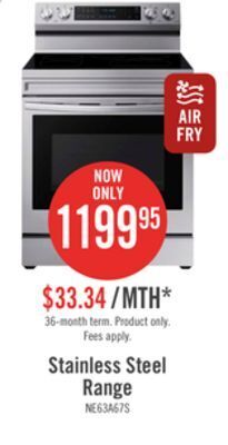 The Brick Samsung 6.3 cu. ft. freestanding electric range with wi-fi - ne63a6711ss/ac offer
