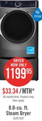The Brick Electrolux 8 cu. ft. electric dryer - elfe763cat offer