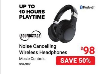 Visions Electronics Soundstage noise cancelling wireless headphones offer