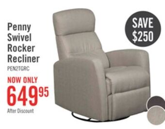 The Brick Penny linen-look fabric swivel rocker recliner - taupe offer