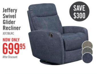 The Brick Jeffery velvet swivel glider recliner - indigo offer