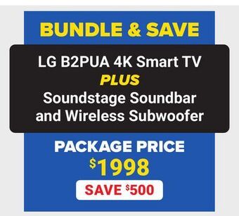 Visions Electronics Lg b2pua 4k smart tv plus soundstage soundbar and wireless subwoofer offer
