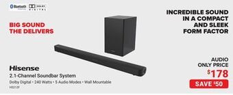 Visions Electronics Hisense 2.1-channel soundbar system offer