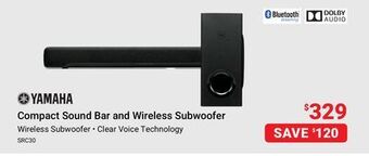 Visions Electronics Yamaha compact sound bar and wireless subwoofer offer