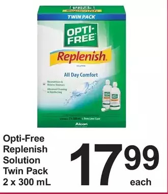 Pharmasave Opti-free replenish solution twin pack offer