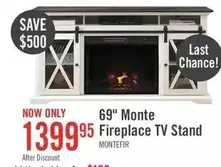 The Brick Monte 69” tv stand with firebox - white offer