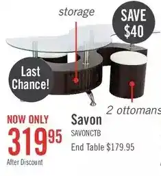 The Brick Savon coffee table with two ottomans | end table offer