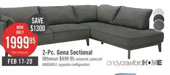 The Brick Gena 2-piece linen-look fabric right-facing sectional | ottoman offer
