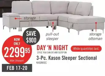 The Brick 3-pc. kason sleeper sectional offer