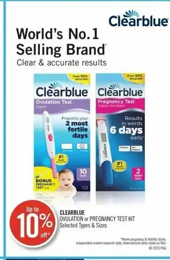 Shoppers Drug Mart Cleareblue Ovulation or Pregnancy Test Kit offer
