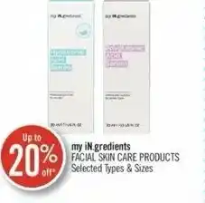 Shoppers Drug Mart my In.gredients Facial Skin Care Products offer