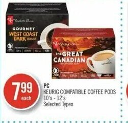 Shoppers Drug Mart PC Keurig Compatible Coffee Pods 10's - 12's offer