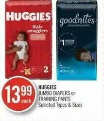 Shoppers Drug Mart Huggies Jumbo Diapers or Training Pants offer