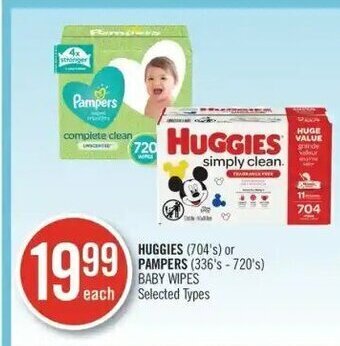 Shoppers Drug Mart Huggies (704's) or Pampers (336's - 720's) Baby Wipes offer