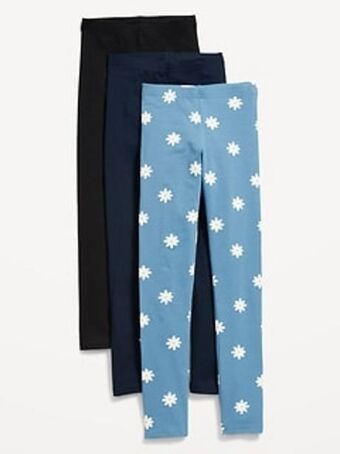 Old Navy Built-in tough full-length lattice-hem leggings 3-pack for girls offer
